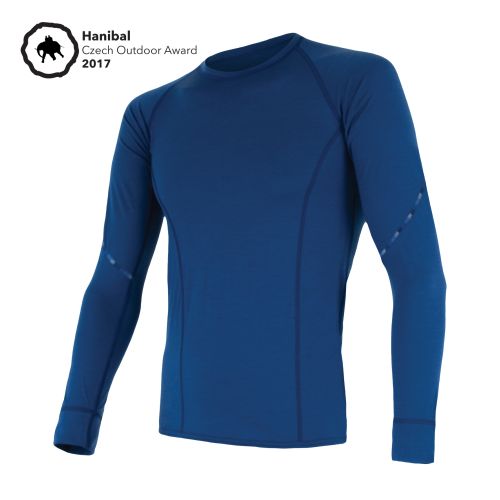 merino air triko dlouhy rukav modra